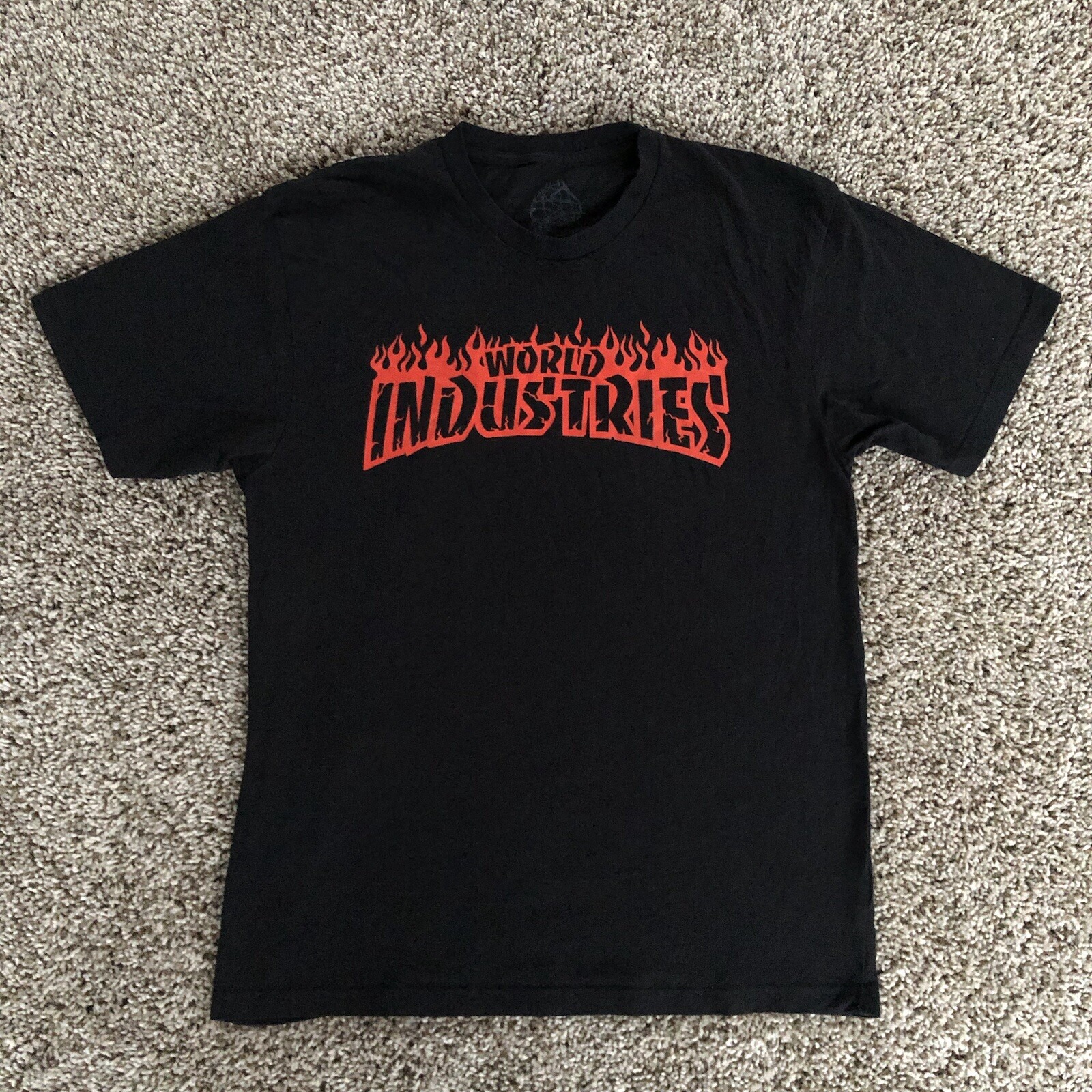World Industries Red Flames Black Graphic T-Shirt Men Size Medium Skater Boy Y2k